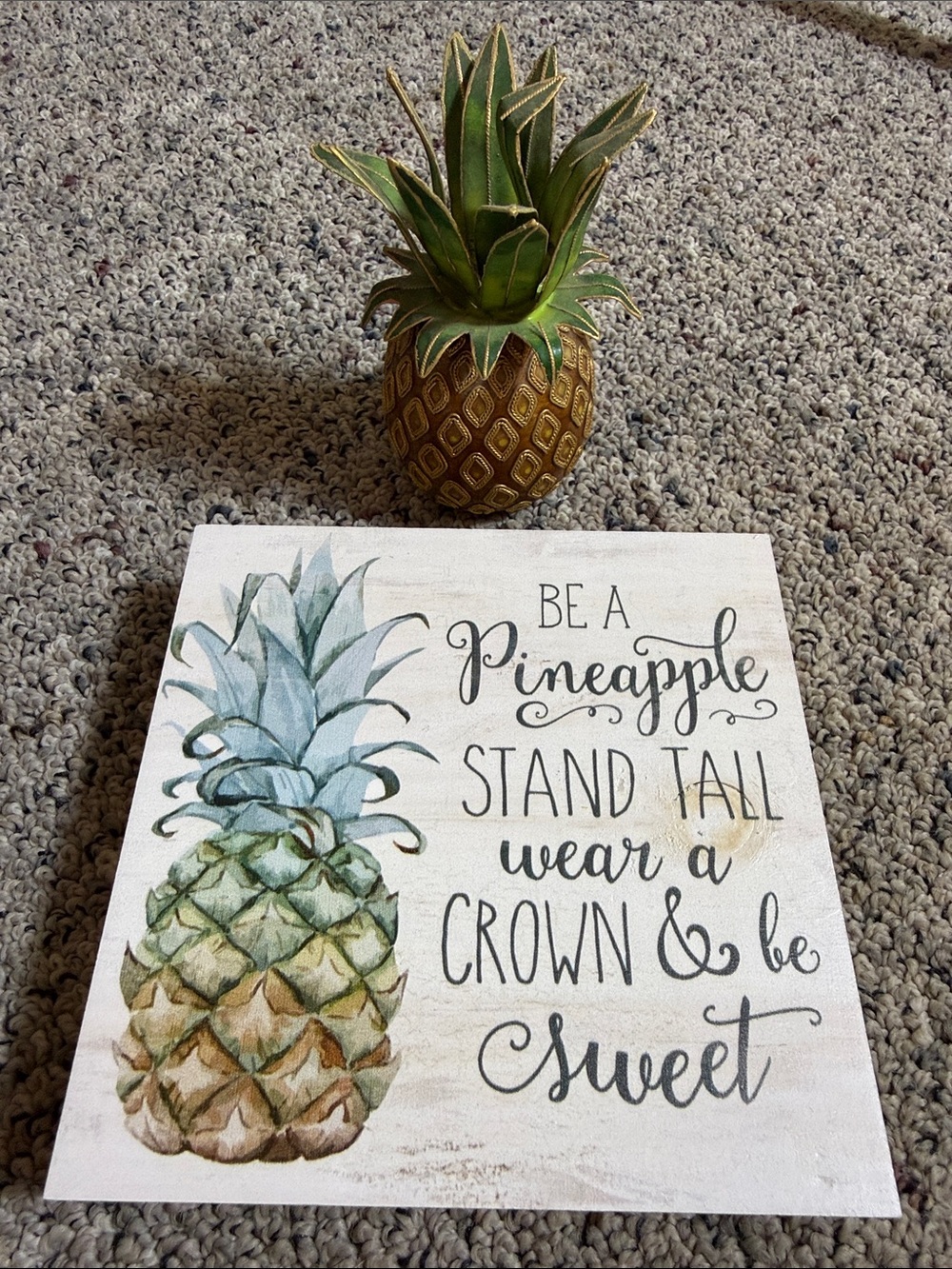 Vintage NYCO Enamel Pineapple & Be A Pineapple Stand Tall Wear A Crown Picture